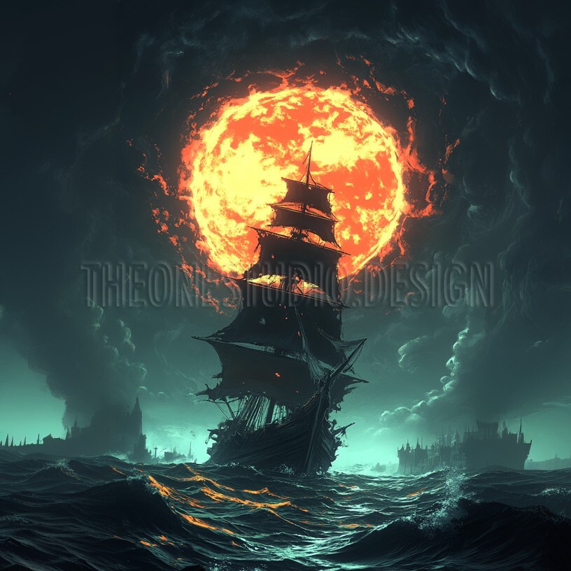 Instant Download Pirate Ship Digital Image PC Mobile Wallpaper Background