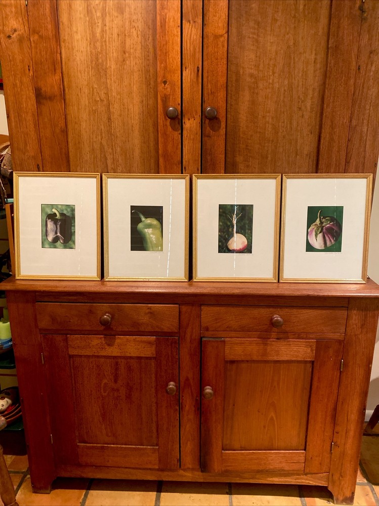 Set of 4 Original Photographs FOR KITCHEN signed and matted Eggplant Radish etc
