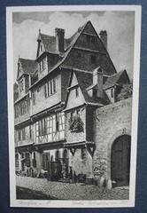 Postcard card: copper intaglio print Frankfurt Goethe’s birthplace before 1755