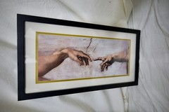 Creation of Adam, Wooden Framed Printed Wall Art ,Glass Protective Cover +2Hooks