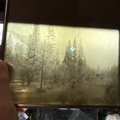 Antique Glass Photograph Yosemite CA. El Capitan Custom Nickel Frame