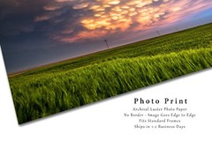 Nature Photography Print – Picture of Mammatus Clouds Over Wheat Field in Kansas