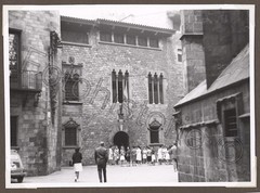 Photo Spain Barcelona Gothic Quarter Plaça City Hall People 1950s Car