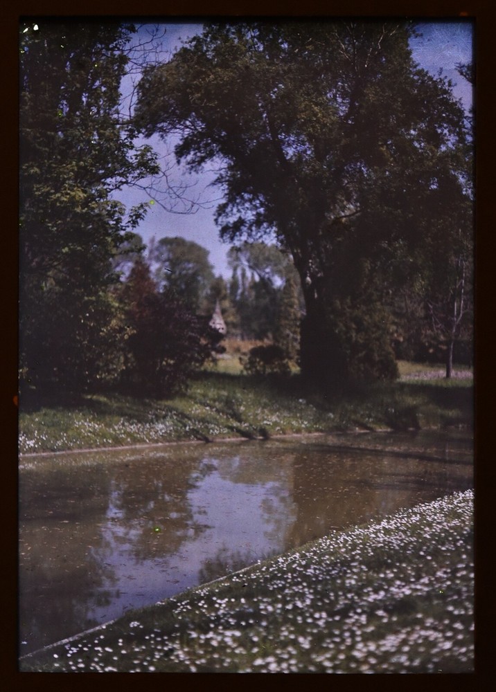 Original glass autochrome 13×18 cm. View around a water source.