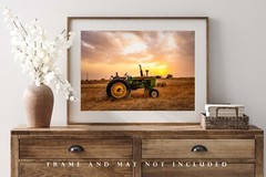 Country Photography Print – Picture of Tractor at Sunset in Texas