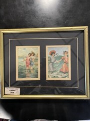 bathing beauties lithography 12x10x1 gold frame