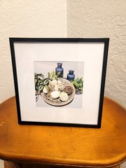 Original Photo Matted in an 8 x 8 Inch Frame-Deco Fillers w/ Greenery & Ceramics