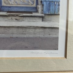 Barbara Sanson Art Photograph Print Blue Shutters And A Cat Provence Mat Framed