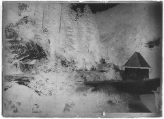 Glass Photo Plate Vintage Black and White Negative 6×9 cm Landscape