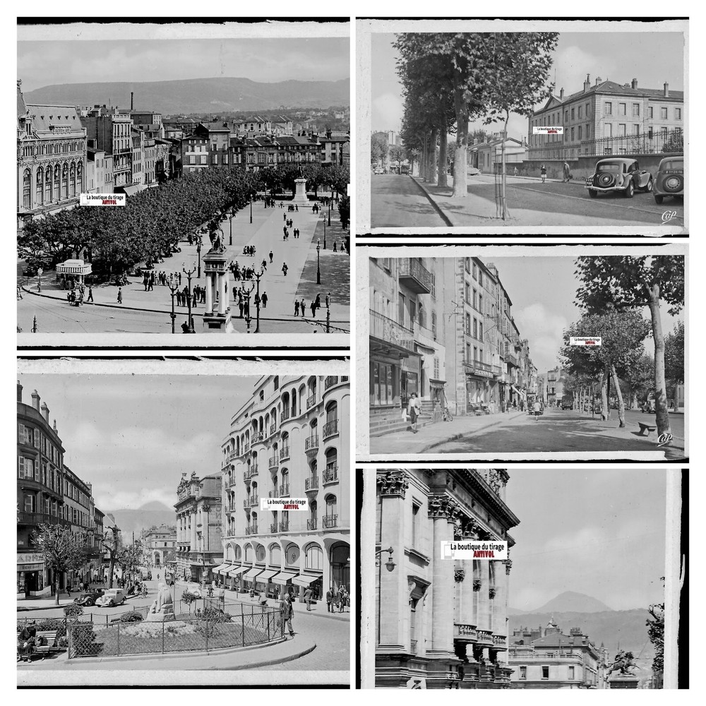 Clermont-Ferrand, Auvergne, Glass Plate Photos, Lot Of 5 Negatives 9X14 CM
