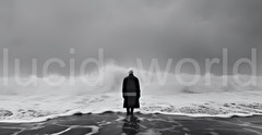 Monochrome Ai Digital Art Download Eerie Moody Ocean Man Waves Fine Art Print