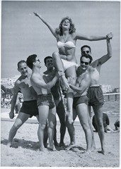 Gisele Robert on Cannes Beach, Original 1957 Press Photo