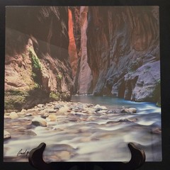 Zion National Park Narrows Photograph Signed David J. West on Aluminum 12″×12″