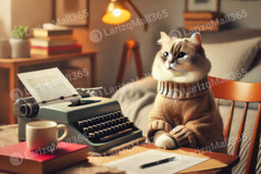 Cat as a content writerDigital Image Picture Photo Wallpaper Background Desktop