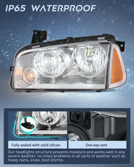 Headlight Assembly Compatible with 2006 2007 2008 2009 2010 Dodge Charger Chrome