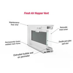 Clearly Secure 24 in x 8 in x 3 in Hopper Vent for Glass Block Windows HV248A