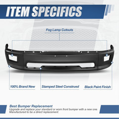 Front Bumper Impact Face Bar Compatible with 2009-2010 Dodge Ram 1500, 2011-2012