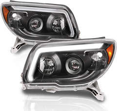 for 2006-2009 Toyota 4Runner LED Tube Bar Projector Black Replacement Headlights