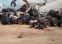 VINTAGE AIRCRAFT / AIRPLANE SALVAGE SCRAP YARD SURREAL COLOR PHOTOGRAPH