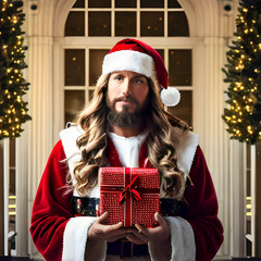 DESIGN Photo Digital Product Collage Image Picture jesus with christmas present