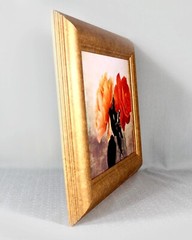 Two Roses Framed Photograph 8×10 Peach Orange Roses Textured Finish Gold Frame