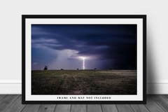 Storm Photography Print – Picture of Lightning Bolt on Stormy Night in Oklahoma