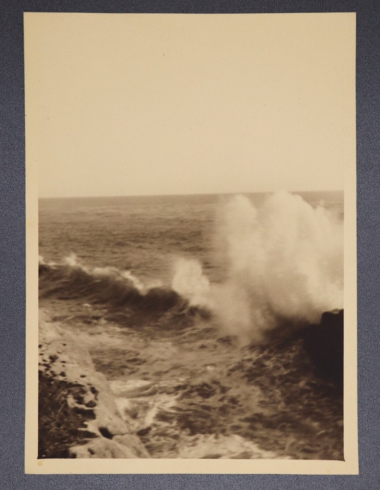 Antique Original Sepia Photograph Seascape Ocean Waves Santa Cruz, California