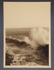 Antique Original Sepia Photograph Seascape Ocean Waves Santa Cruz, California