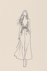 Minimalist Line Art Woman Silhouette – Boho Wall Decor