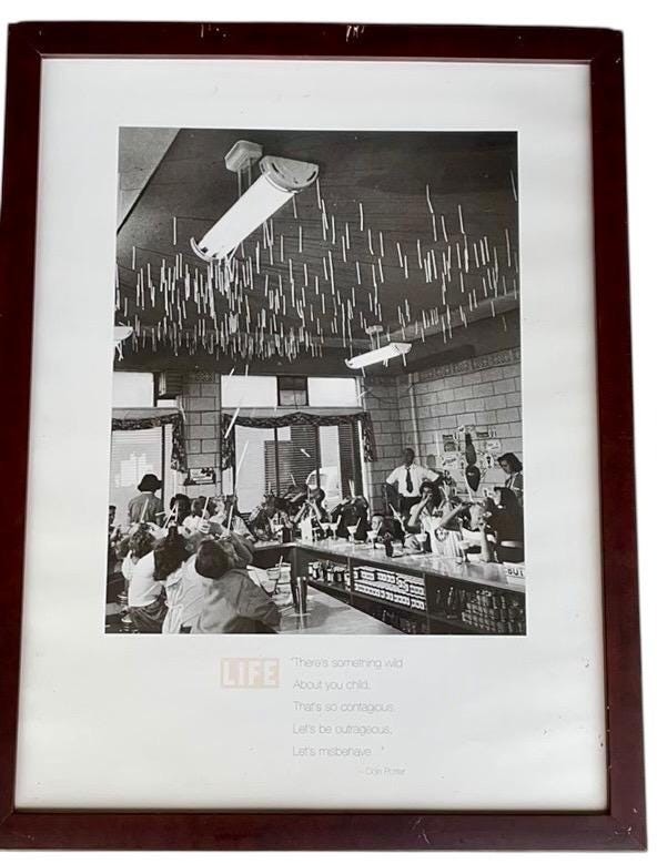 Vintage Print «Flying Straws» by Wallace Kirkland with quote by Cole Porter