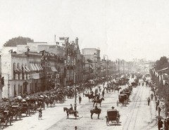 Larger size C. B. WAITE photo, Mexico City, Batlle of flowers, horses, Vintage f