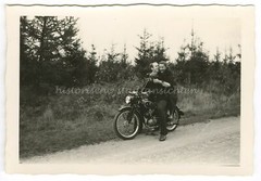 Woman and Man on Motorcycle – Travel Leisure – Vintage Photo 1950s