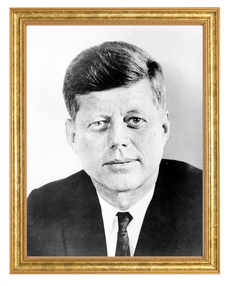 John F. Kennedy Photograph in a Aged Gold Frame