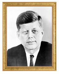 John F. Kennedy Photograph in a Aged Gold Frame