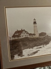 Portland Head Light With Ocean Waves Photograph Framed 17×11.5” Print 22.5X16.75