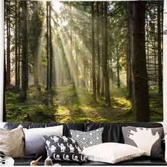 Onivein Forest Tapestry Nature Sunlight Streaming Through Green Trees Wall Ha…