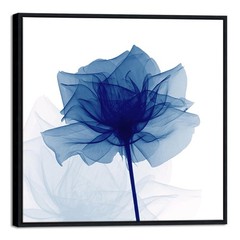 Pyradecor Large Black Framed Wall Art Blue Flickering Flower Canvas Prints Gr…