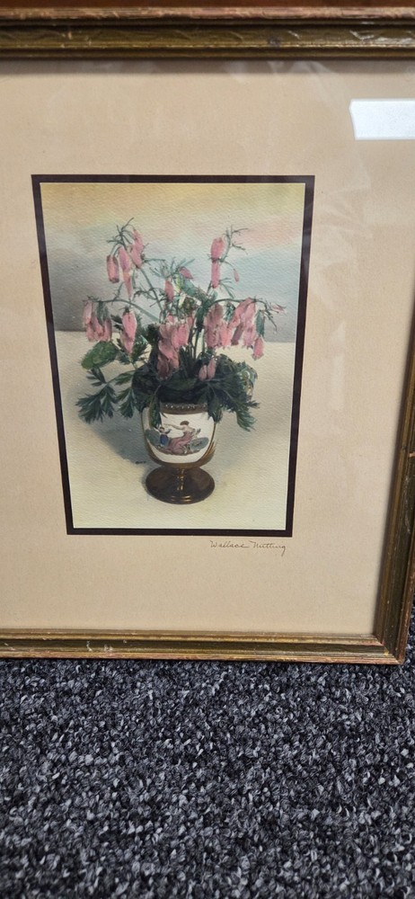 rare Wallace Nutting Hand-Colored Floral, all original, approx. 9″x 10.5″