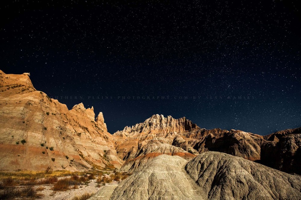 Badlands Photography Print – Starry Night Sky Over Pinnacles in South Dakota