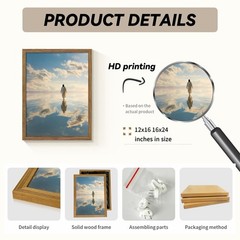 Framed Jesus Walking on Water Canvas Wall Art Jesus Pictures 12×16 Inch | Chr…