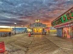 MIDWAY STEAK HOUSE SEASIDE NJ BOARDWALK PHOTO FRAMED MATTE WHITE WOOD SIGNED