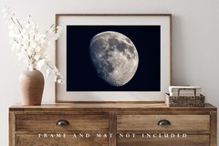 Celestial Photography Print – Picture of Waxing Gibbous Moon Lunar Wall Art