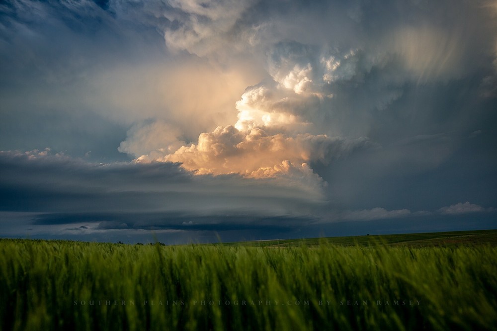 Storm Photography Print – Picture of Thunderstorm Over Wheat Field in Kansas