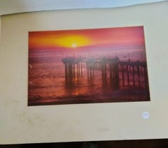 Aliso Beach Pier Photo Laguna Beach CA Sunset Vtg Lang Print 1988 20 x 16