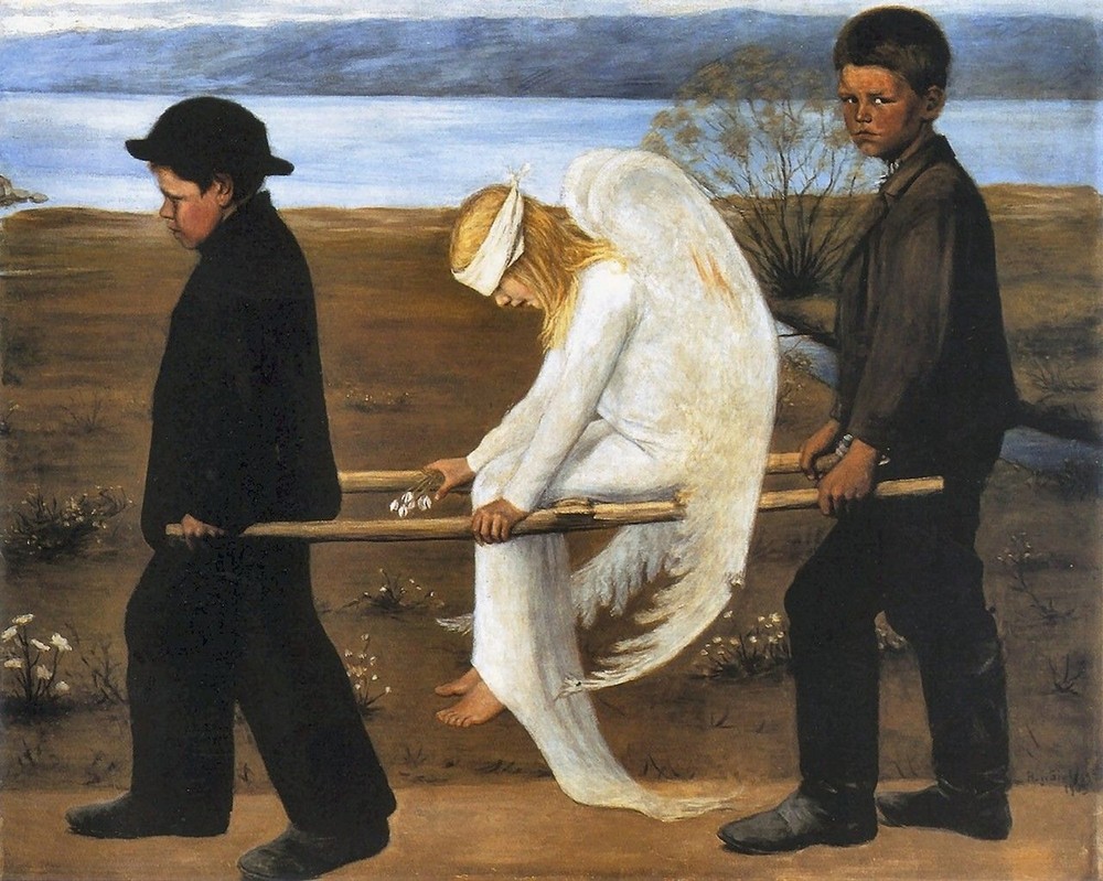 THE WOUNDED ANGEL Hugo Gerhard Simberg PHOTO PRINT (212-F)