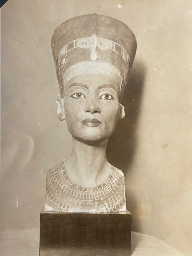 Original 1950s Archaeology Photo Egyptian Nefertiti Bust Silver Print