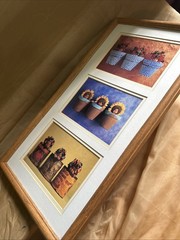 Anne Geddes Mediterranean Pots Trio 1996 Baby Photography Vintage Art 21×11