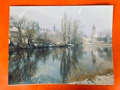 40x30cm vintage barite colour photo 1960s Merseburg Saale autumn mood photo