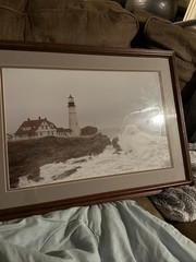 Portland Head Light With Ocean Waves Photograph Framed 17×11.5” Print 22.5X16.75