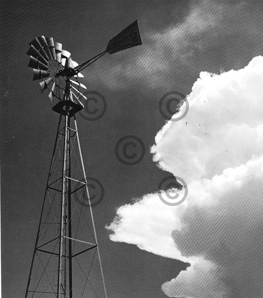 Book Plate Ansel Adams B/W 7.25 X 6.5″ Windmill and thundercloud NM 1958